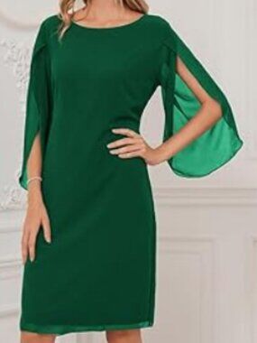 BNWT GRACE KARIN Formal Chiffon Style 'Sunday best' shamrock dark green (2XL-18)